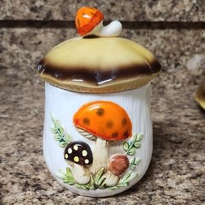 Mushroom Ceramic Jar with Lid